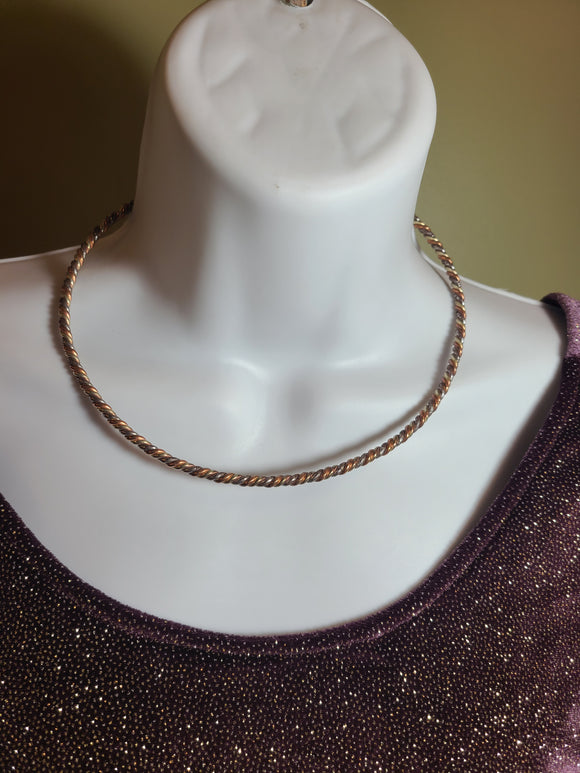 Tricolor copper choker necklace 16